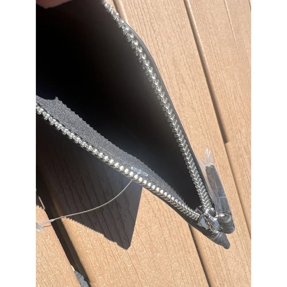 Rae Dunn Makeup Bag Zippered Pouch Tassel Black Spell Out Wristlet Cosmetic NWOT